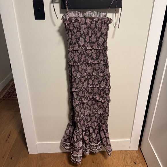 V. Chapman Smocked Geranium Dress in Chocolate Peony Print - Picture 6 of 11